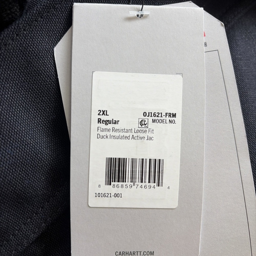 Carhartt Firm Duck Active Flame‎ Resistant Insulated Jacket Blk Cat4 OJ1621 2XL - Picture 2 of 11